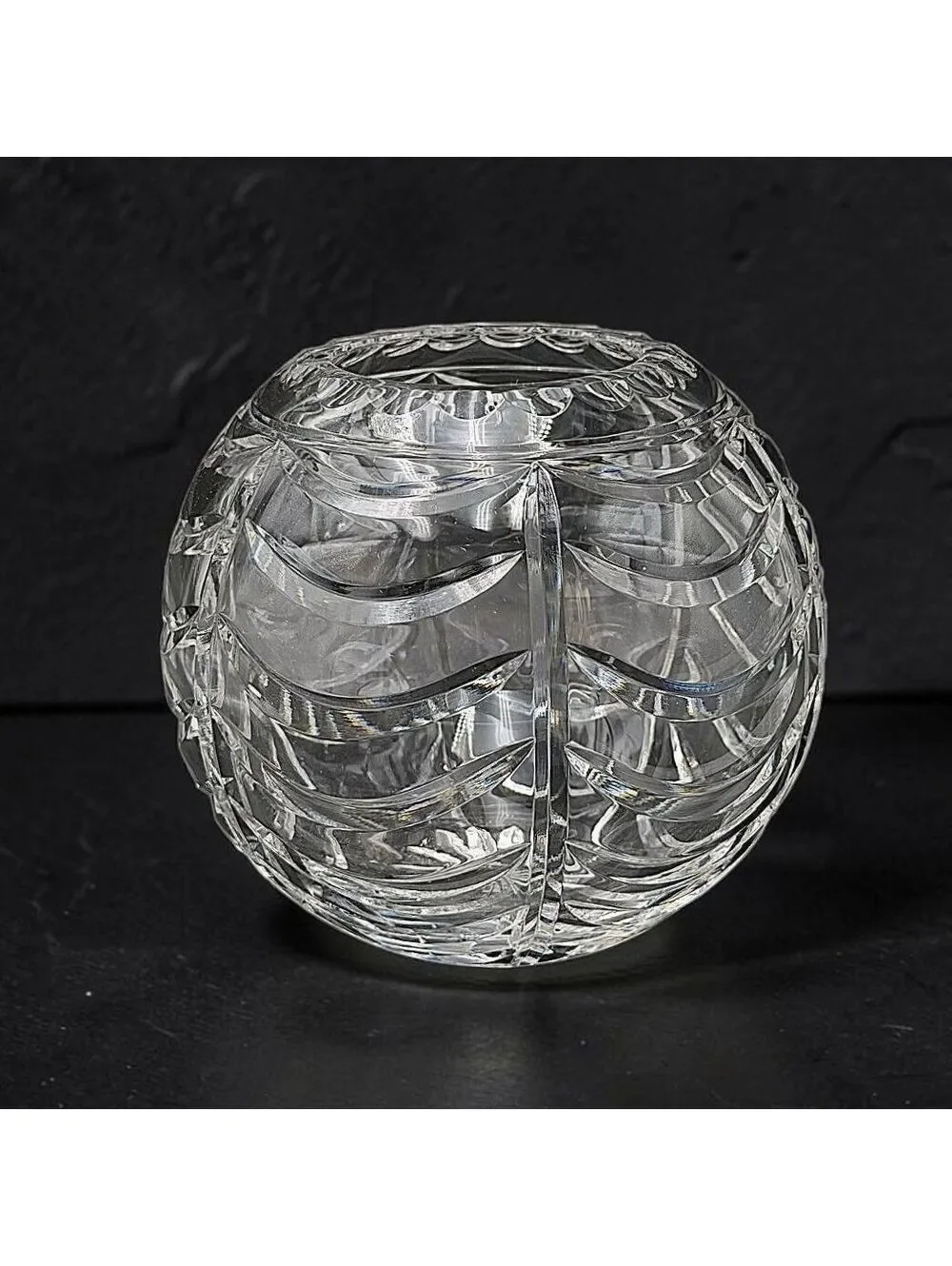 Vintage Tiffany & Co Signed Cut Crystal Round Vase Rose Bowl 6